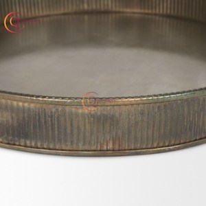 Bandeja galvanizada de aspecto elegante de diseñador con forma redonda recubierta de polvo de Color marrón, suministros de vajilla chapados brillantes hechos a mano - Product Image 5