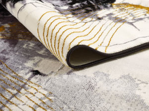 พรมตุรกีหรูหรา ผลิตด้วยเครื่องจักร รุ่น Shirink Flosh สีเทาเหลือง คุณภาพพรีเมียม สำหรับห้องนั่งเล่น จากผู้ผลิตในเมืองกาเซียเตป - Product Image 2