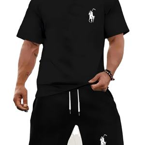 Camiseta atlética de verano para hombre, tela elástica que absorbe la humedad, transpirable, holgada, cuello redondo, ropa informal estampada para deportes - Product Image 1