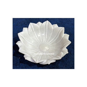 Le plus beau fait à la main de haute qualité en marbre blanc sculpté de fleur de lotus bol de conception pour la décoration intérieure et les cadeaux de mariage - Product Image 1