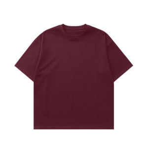 Camiseta elegante de algodón 100% para hombre construida en Italia 220 Gsm Density Anti-Pilling StreetInspired Bordeaux para formas cuadradas - Product Image 1