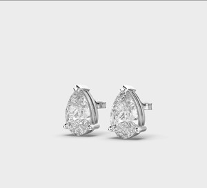 Boucles d'oreilles solitaires à sertissage clos en diamant de laboratoire taille poire 2,06 ct, or blanc/rose/jaune 14 carats, pour fiançailles et mariage - Product Image 2
