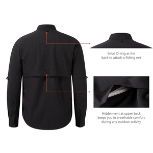 Camisa de Pesca Personalizada Unisex, Transpirable, de Talla Grande, de Secado Rápido, con Protección Solar UPF 50+, de Poliéster y Elastano, de Manga Corta, con Botones y Espalda Ventilada - Product Image 4