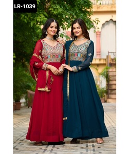 Vestido de manga larga Anarkali étnico indio tradicional más hermoso con bordado pesado de talla grande Ropa de Festival Salwar Kameez - Product Image 1