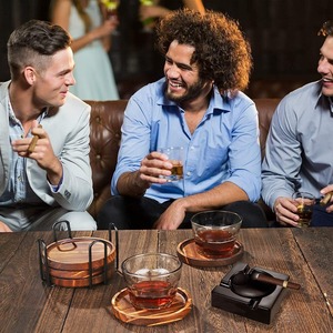 Nouveau dernier caboteur à café lumière luxe carré rond sculpté logo ménage en bois antidérapant tasse à eau tasse à thé caboteur - Product Image 1