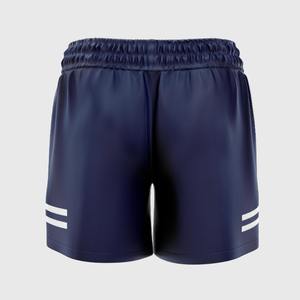 Pantalones cortos de cintura media para hombre de poliéster 100%, color negro sólido con patrón de lona tejida por sublimación, cierre de cordón, pantalones cortos calientes - Product Image 2