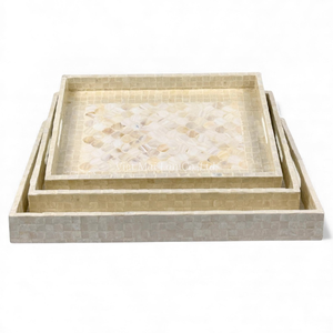 Plateau rectangulaire en nacre pour collations et fruits, plateau de service naturel, plateau en coquille, fabriqué directement au Vietnam - Product Image 3
