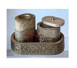 Advantageous Design Sandalwood <b>Incense</b> Burner with Mubkhara <b>Box</b> & Tray for Religious Home & Hotel Tableware Use - Product Image 1