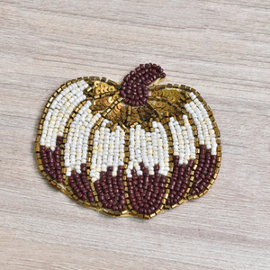 Dessous de verre perlé citrouille d'Halloween Tapis de boisson décoratifs faits à la main Fête de vacances Thé Café Porte-gobelet Fournisseur en gros en vrac - Product Image 1