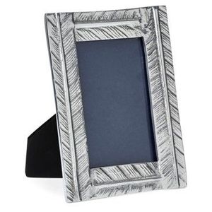 Cadre photo en métal modèle Wave 12058, nickel antique, motif plume en relief, pour mariage, décoration de maison, bureau, à poser ou à accrocher, en bois et aluminium - Product Image 1