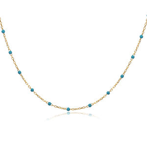 Turquoise Color Enamel Design Gold Plated Rhodium Plated Chain <b>Necklace</b> <b>Handmade</b> Wholesale Turkish 925 Sterling <b>Silver</b> Jewelry - Product Image 3