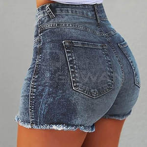 Pantalones cortos vaqueros ligeros hechos a medida para la venta en línea Pantalones cortos vaqueros hechos de algodón de la mejor calidad para mujer - Product Image 3