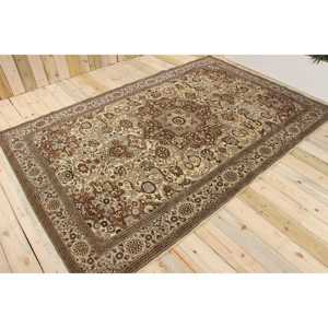 6.4x9.6 ft Vintage Rug, Rug, <b>Brown</b> Bordered Rug <b>Wool</b> - Product Image 1