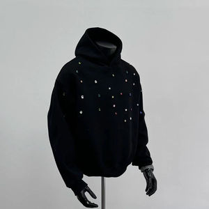 ผู้ผลิตเสื้อฮู้ดดี้ผ้าฝ้าย 100% ปักลายคริสตัลแบบกำหนดเอง บริการ OEM เสื้อสเวตเชิ้ตผู้ชายพิมพ์ลายคุณภาพสูง - Product Image 4