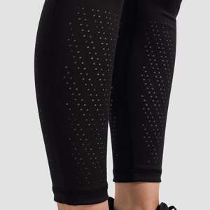Leggings de sport pour femmes dynamiques, taille haute, sans couture, tricotés en nylon et élasthanne, à motifs, taille XL - Noir - Product Image 5