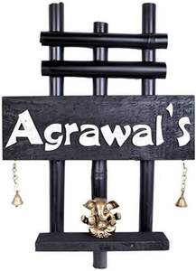 Placa de nombre de Agrawal de madera de bambú de La India con cuña de escritorio con acabado de Piano grabado con láser personalizado en palisandro 2x10 - Product Image 5