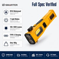 Lampe de poche LED à double lumière, rechargeable par énergie solaire, lampe de travail, lumière d'urgence pour voiture et camping