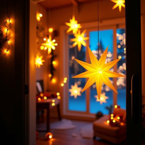 9-Point Yellow <b>Window</b> Star Christmas <b>Lights</b> for Decorations - Product Image 2