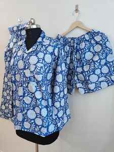 Conjunto de Pijama Ligero de Verano para Mujer, 100% Algodón, Estampado Floral, Mangas Largas, Cierre de Botones, Pantalones Jogger de Tiro Alto - Lujo - Product Image 3