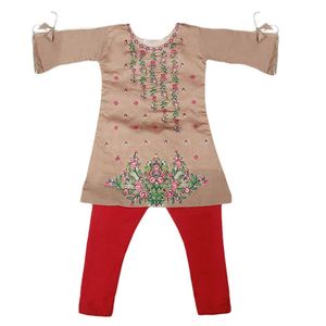 Traje Masuri Bordado para Niñas de 3 Piezas - Marrón - Product Image 4