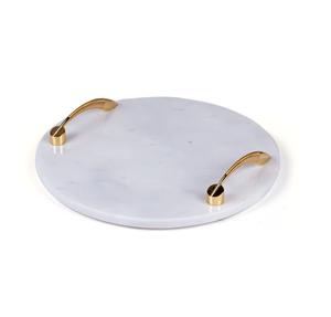 Décoration de l'hôtel Plateau de service en marbre naturel Poignées en or de luxe Plateau en marbre de forme rectangulaire de qualité supérieure. - Product Image 6