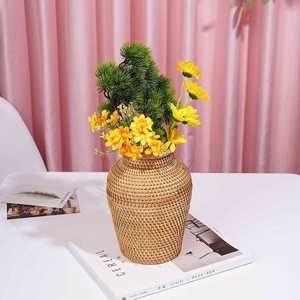 Vase de fleurs rondes en rotin naturel tissé à la main, vente en gros, style vietnamien, pour décoration, collection 2020 - Product Image 6