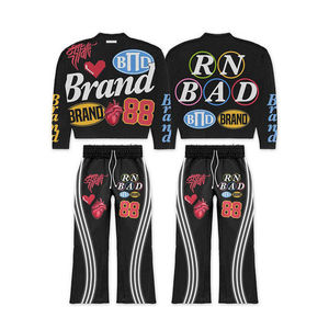 Nuevo último conjunto de chándal de hombre con logotipo personalizado impreso, precio de venta completo, ropa de calle, chándal desgastado lavado ácido - Product Image 1
