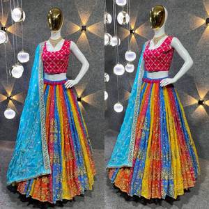 Impresión igital lehenga choli para mujer, ropa navrari, tasa de fabricante - Product Image 5