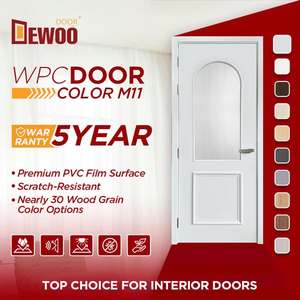 Dewoo High Quality Modern Solid Wood PVC <b>Door</b> with Finished Side Opening for Bedroom Hotel & Bathroom Waterproof Made in Vietnam - Product Image 2