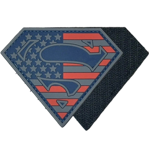 洋服フックとループバック3Dソフトラバーロゴパッチカスタム薄型ブルーラインアメリカ国旗スーパーマンシールドPVCパッチ - Product Image 3