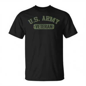 Camiseta de veterano del ejército de EE. UU., negra, unisex, cuello redondo, manga corta, diseño de inspiración militar - Product Image 2