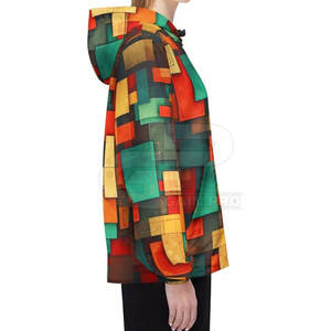 Chaqueta con Bloques de Color Abstractos para Mujer, Estilo Urbano, Diseño de Bloques de Color, Prenda Exterior Ligera para Uso Casual Urbano - Product Image 5