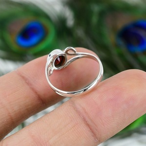 Clásico hecho a mano granate cabujón piedra preciosa 925 anillo de plata esterlina anillo de granate de moda con 925 estampado plata fina anillo joyería - Product Image 6