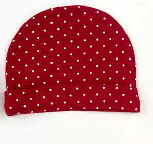 GOTS OEKO TEX认证100% 有机棉全身印花红色圆点婴儿帽套装婴儿帽