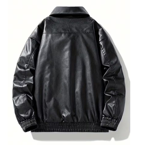 Veste en cuir de qualité supérieure, légère, élégante, à fermeture éclair, grande taille, pour moto, pour hommes - Product Image 2