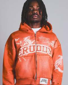 เสื้อฮู้ดมีซิปสำหรับผู้ชายแนวสตรีทผ้าคอตตอนโอเวอร์ไซส์ลายกราฟฟิคแนวสตรีทผ้าคอตตอนโอเวอร์ไซส์ - Product Image 3