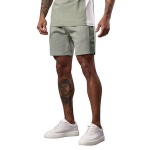 Pakistan กางเกงขาสั้นลำลองสำหรับผู้ชายเอวกลางสบายลายทึบสีตัดกัน - Product Image 1