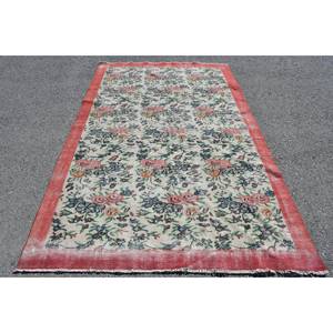Tapis Turc Vintage Rouge Blanc Patchwork Laine Tapis 5.3x8.8ft 9x12 Rectangle Rayé Design Latex pour Salon Couloir Adolescents - Product Image 1