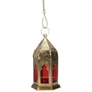 Premium Quality Handmade Moroccan Decorative Iron <b>Lanterns</b> With Colorful Glass for Hanging & Tabletop Decoration - Product Image 6