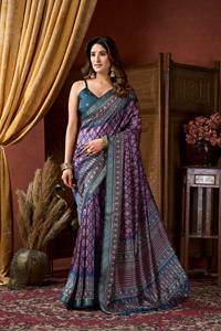 คอลเลกชันผ้าส่าหรีผ้าซาตินไหมพิมพ์ลายดิจิทัลล่าสุดจากนักออกแบบบอลลีวูด  งานทันสมัยสำหรับเจ้าสาว จากบูติกอินเดีย - Product Image 5