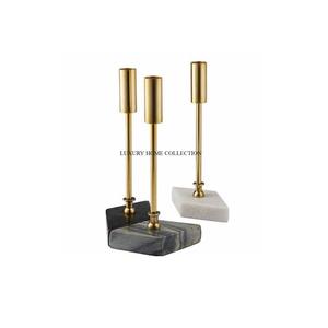 Set of 3 Metallic and Marble Table Lightening Candle Holders Wholesale Supplier Lightening <b>Candlestick</b> Holder for Indoor Usage - Product Image 1
