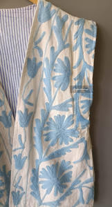 WHITE Best Selling Cotton Suzani Vest Sleeveless Suzani <b>Coat</b> Floral Suzani Jacket Short Embroidery Jacket - Product Image 4