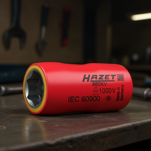 Hazet 6-Point Short Hexagonal Metric Square 3/8'' <b>Socket</b> with Traction Profile and 1000V Protective Insulation - Product Image 3
