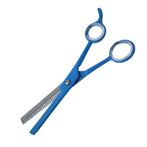 Tijeras de adelgazamiento del cabello de peluquero profesional, tijeras de dientes más delgadas con revestimiento de papel azul de 6 pulgadas con reposapiés - Product Image 6