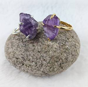 Adjustable Natural Purple Amethyst Rough <b>Ring</b> Gemstone Wedding Gift Jewelry <b>for</b> <b>Women</b> <b>for</b> Parties and Anniversaries - Product Image 2