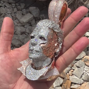 Tùy chỉnh 3D nhân vật Mặt dây chuyền | đầy đủ đá ra | 925 Sterling Bạc | vvs moissanite kim cương | hip hop đồ trang sức - Product Image 5