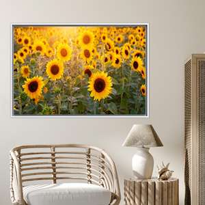 ศิลปะบนผืนผ้าใบพิมพ์ลายดอกทานตะวันที่สวยงามสำหรับตกแต่งบ้าน,1P:กรอบสีขาว - Product Image 1