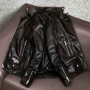 แจ็คเก็ตหนังมอเตอร์ไซค์ลายพรางหนังแกะเคลือบปี 2024 คุณภาพสูงสำหรับฤดูหนาวสำหรับผู้ชาย สไตล์ไฮสตรีท กันน้ำ กันลม - Product Image 2