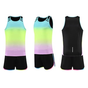 เสื้อเจอร์ซีย์วิ่งกางเกงวิ่งมาราธอนใส่ได้ทั้งชายและหญิงแบบมืออาชีพโลโก้ตามสั่งชุดฝึกซ้อมกีฬาเปล่าและชุดสนาม - Product Image 2