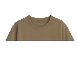 เสื้อยืดแขนสั้นลำลองผู้ชายไซส์ใหญ่ คุณภาพสูง ปรับแต่งโลโก้ได้ สีน้ำตาลอ่อน 220gsm ผ้าฝ้ายออร์แกนิค 100% - Product Image 5